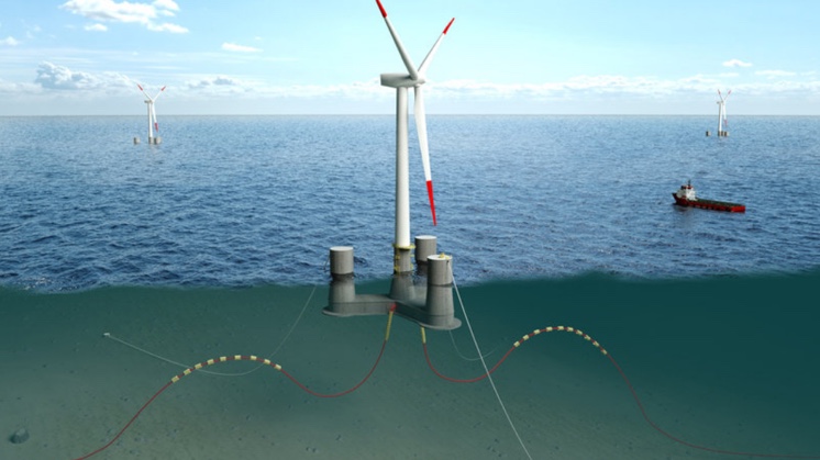 La eólica marina flotante permite instalar aerogeneradores en lugares más alejados de la costa