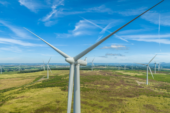 Aerial view of Whitelee Wind Farm